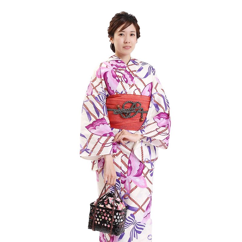 日本 和服 女性 浴衣 腰帶 2件組 F Size x24-09 yukata - 其他 - 棉．麻 白色
