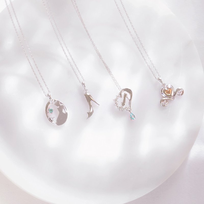 京華鑽石 迪士尼公主系列 10K 0.01克拉 仙度瑞拉高跟鞋 鑽石項鍊 - 項鍊 - 鑽石 