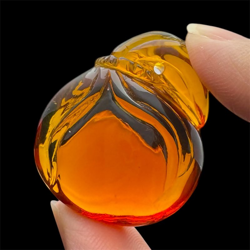 A07 頂級血紅茶珀錢袋吊墜裸石 圓潤飽滿 已打孔可穿繩 純天然 - 項鍊 - 其他材質 咖啡色