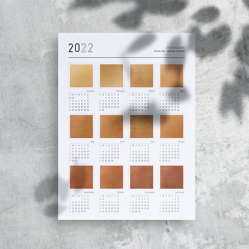 オールドレザーマンスリーカレンダーピュアプリントバージョン-2022カレンダー-壁掛けカレンダーポスター - ポスター・絵 - 紙 ブラウン