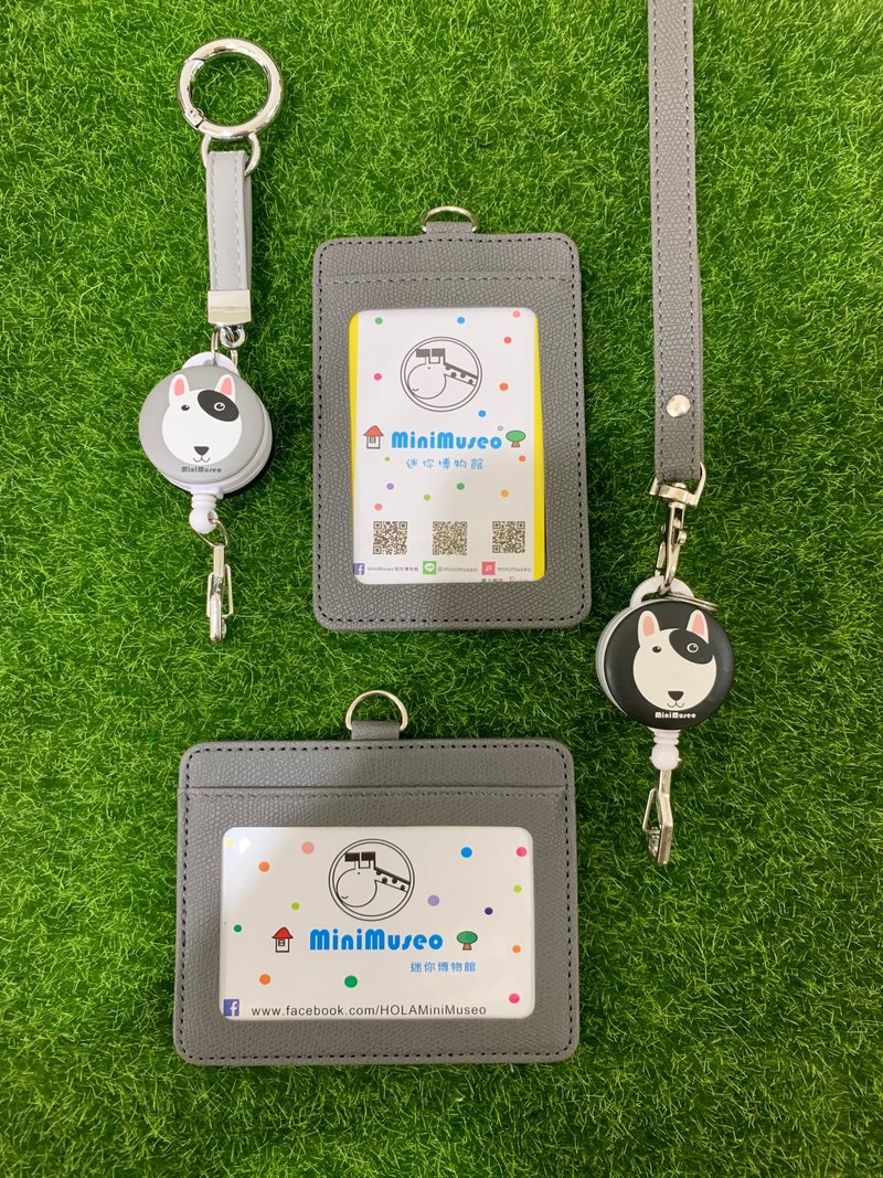 MiniMuseo Mini Museum Round Round Bull Terrier Telescopic ID Set Ticket Card Holder Identification ID Set - ที่ใส่บัตรคล้องคอ - วัสดุอื่นๆ สีเงิน