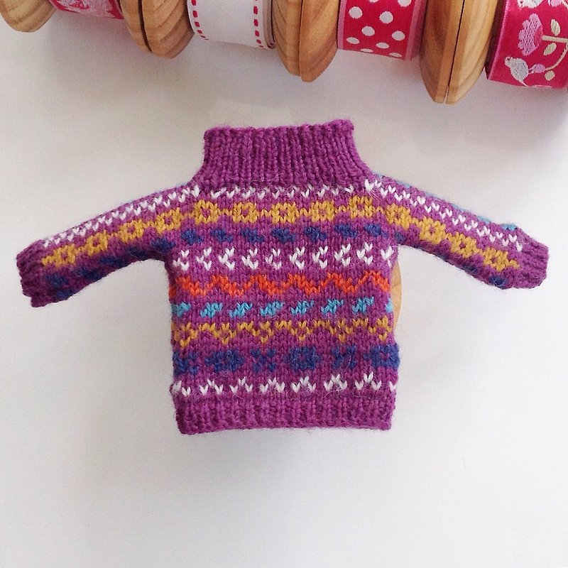Sweater handmade for Blythe. Blythe knitted   sweater. Blythe doll clothes - Stuffed Dolls & Figurines - Wool Purple