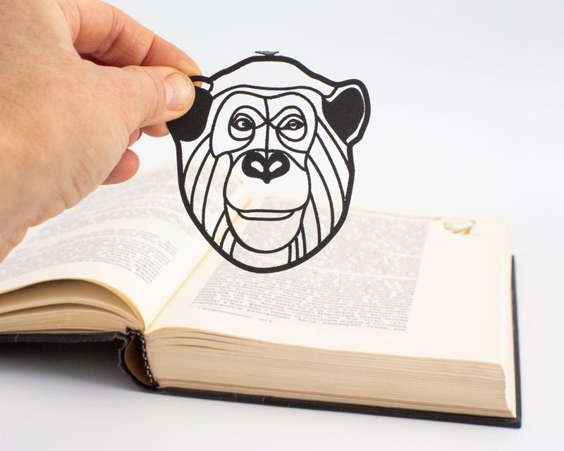 Metal Bookmark Chimp // Unique Animal Bookmark // Free Shipping Worldwide - 書籤 - 其他金屬 黑色