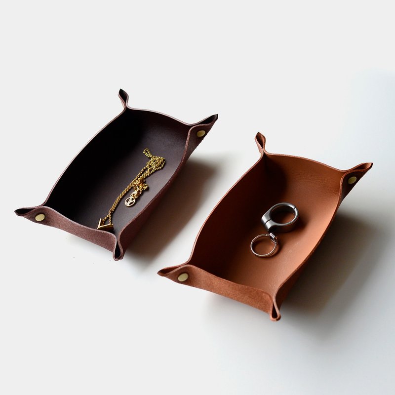 【紀律的管家】咖啡色 棕色牛皮置物盤 皮革置物盒 托盤 TRAY - 居家收納/收納盒/儲物盒 - 真皮 咖啡色