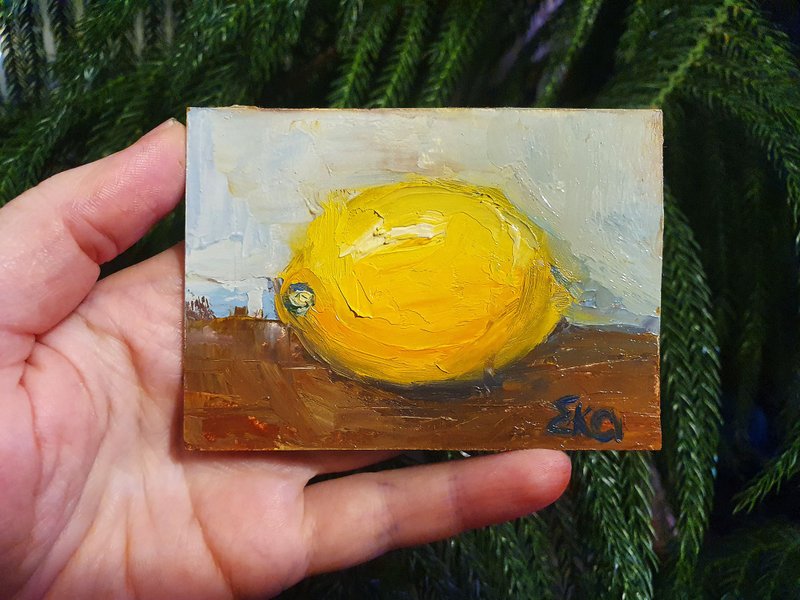 ACEO柠檬画静物原始水果艺术小画2.5乘3.5 - 壁貼/牆壁裝飾 - 其他材質 黃色