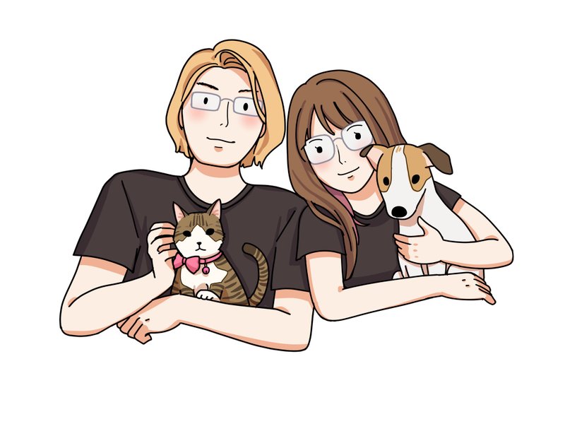 Custom Portrait | Family and Pet Portrait | Couple Gift - ภาพวาดบุคคล - วัสดุอื่นๆ 