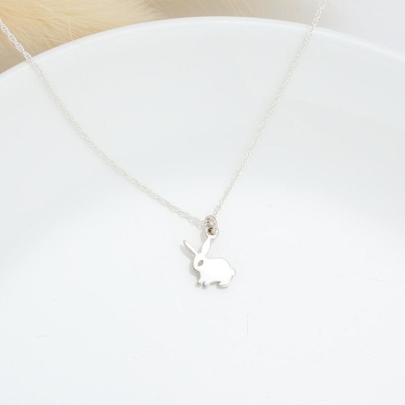 【Angel & Me】Lucky Rabbit s925 sterling silver necklace Christmas gift - สร้อยคอ - เงินแท้ สีเงิน