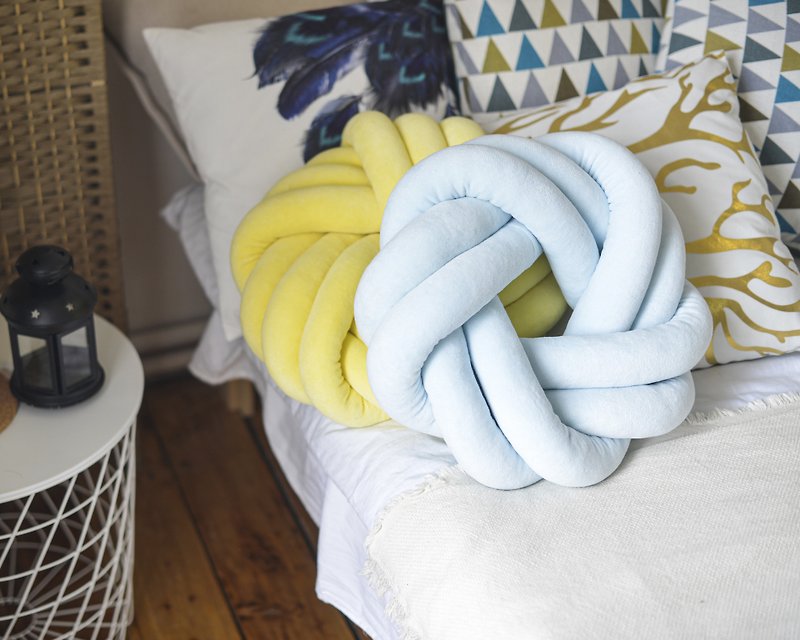Round pillow - Blue pillow – Home decor - 枕頭/咕𠱸 - 其他材質 藍色