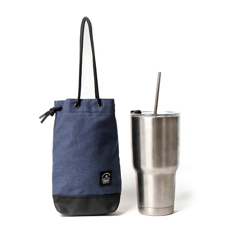Beverage accompanying bag/Ice Blaster cup umbrella wine bottle/dark blue/DG31-9 - ถุงใส่กระติกนำ้ - ผ้าฝ้าย/ผ้าลินิน สีน้ำเงิน