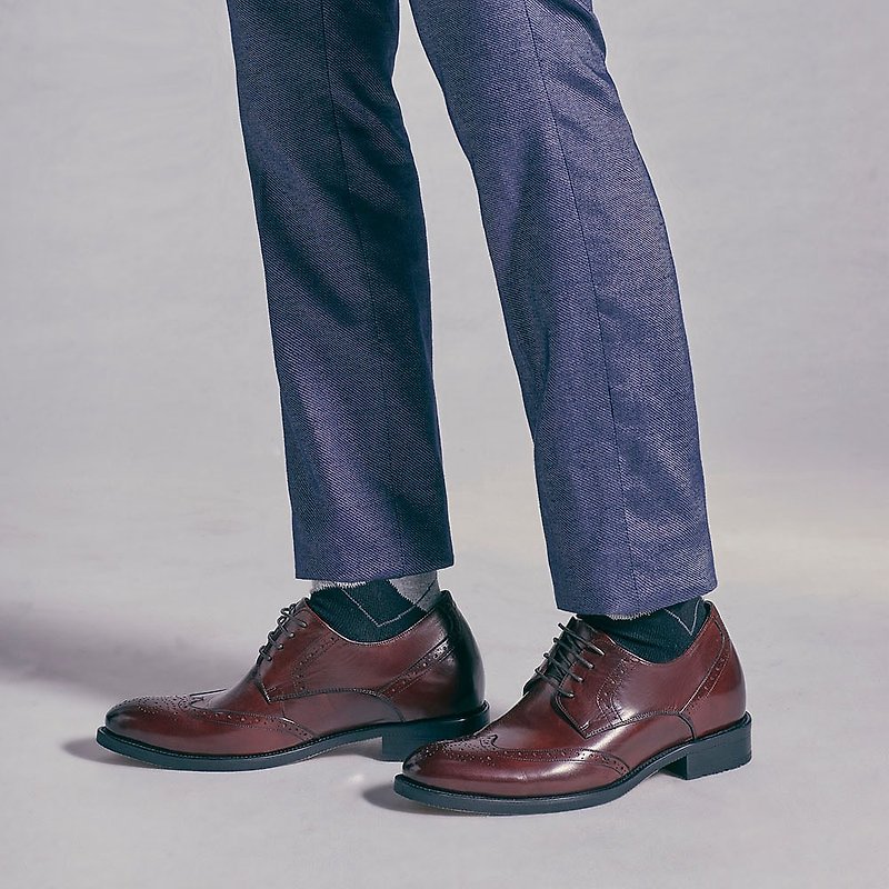 Vanger gentry and high. Carved and increased Derby shoes Va219 Claret - Men's Casual Shoes - Genuine Leather Red