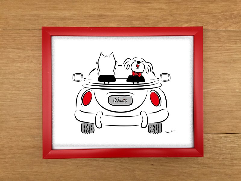 Q Family Hairy Boy Cabriolet Figure 10 Inch Photo Frame-Red - กรอบรูป - วัสดุอื่นๆ สีใส