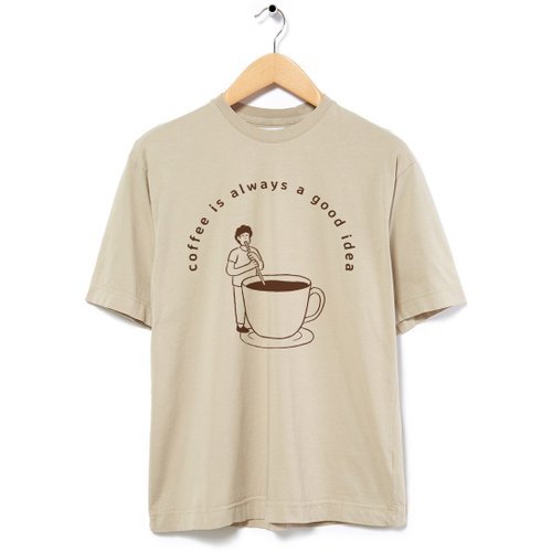 hipster coffee good idea 中性短袖T恤 卡其 交換禮物快速出貨咖啡瘋設祭