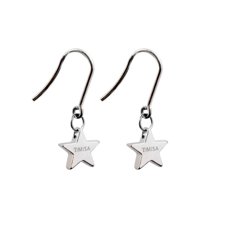 Pure Titanium Earrings-Lucky Star mini - ต่างหู - โลหะ สีเงิน