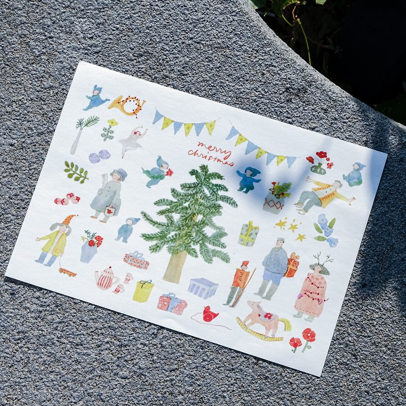 手帳貼紙-聖誕節 | 日本製 | 女孩貼紙-手帳素材 | 插畫 dodolulu - 貼紙 - 紙 多色