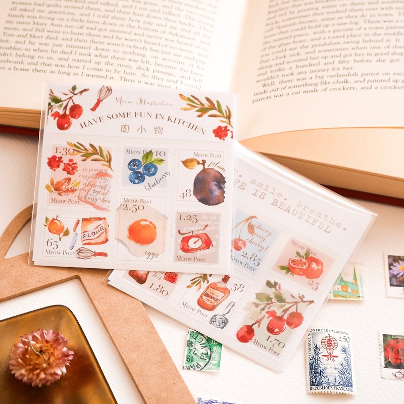 Watercolor Stamp Stickers Set - Kitchen Small Things WT-030 - สติกเกอร์ - กระดาษ หลากหลายสี