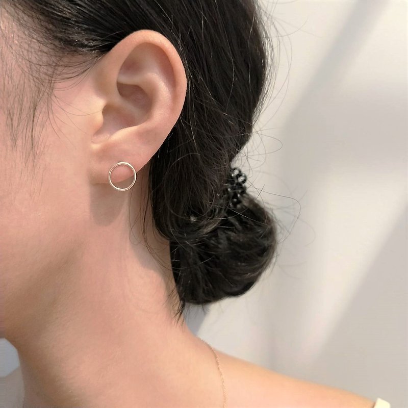 │Daily│Fine Circle Ear Pins•Earrings•Pure Silver Earrings - ต่างหู - เงินแท้ 