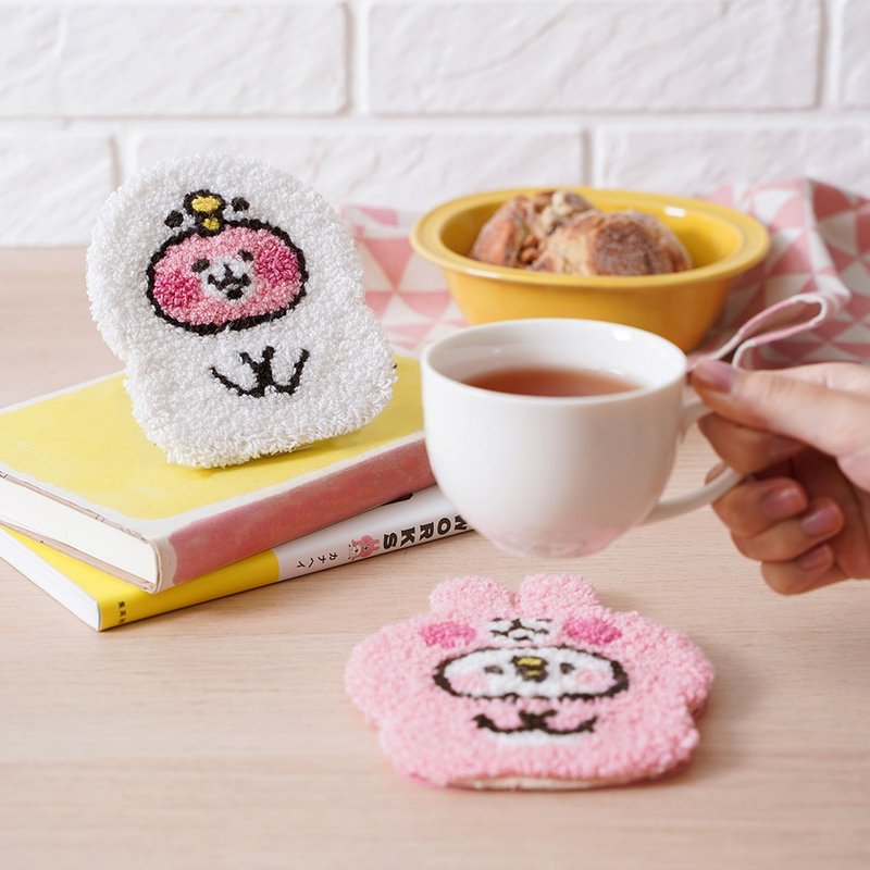 [Little Animals of Kanahei] Coaster Bag Embroidery Frame Brooch - Embroidery/Stamp Embroidery DIY Material Pack - Knitting, Embroidery, Felted Wool & Sewing - Thread Pink