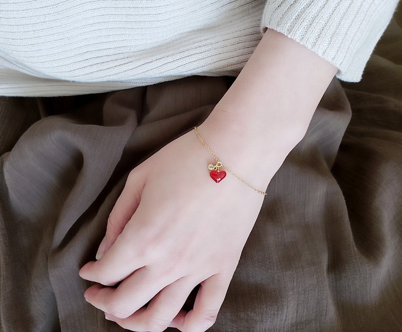 pulmp heart bracelet コロンとしたハートブレスレット - 手鍊/手環 - 樹脂 紅色