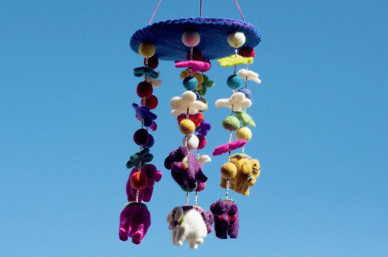 Miyue Gift Handmade Wool Felt Charm/Boho Crib Charm/Children's Room Ornament-Elephant Animal Flower - Kids' Toys - Wool Multicolor