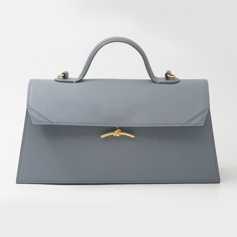 【LeeLoo Bag】 灰藍色牛皮 - 側背包/斜背包 - 真皮 藍色