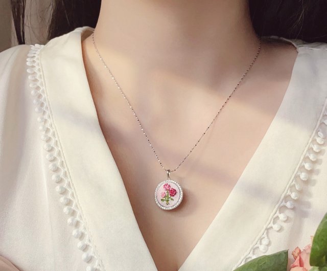 レジンネックレス294♡染めバラピンク レジンネックレス294♡染めバラピンク