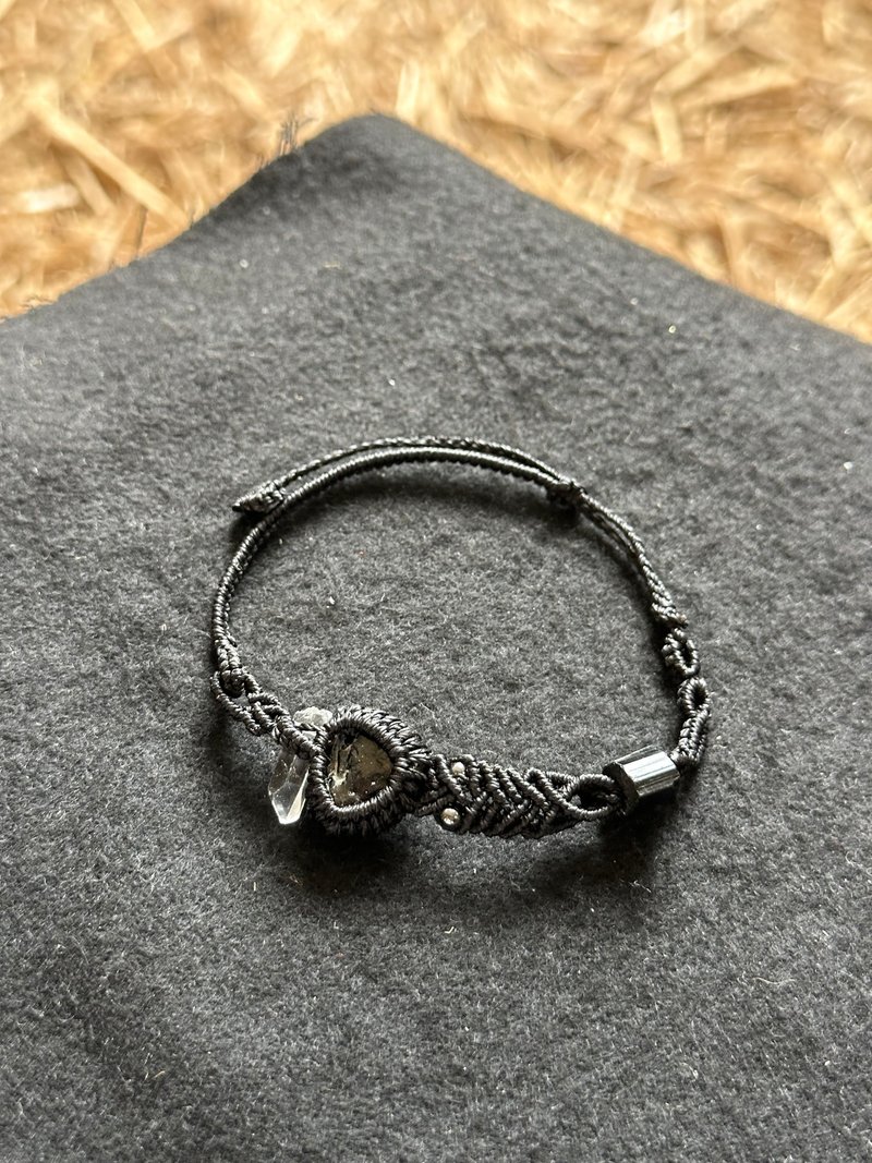 黑碧璽編織伸縮手環 - 手鍊/手環 - 石頭 黑色