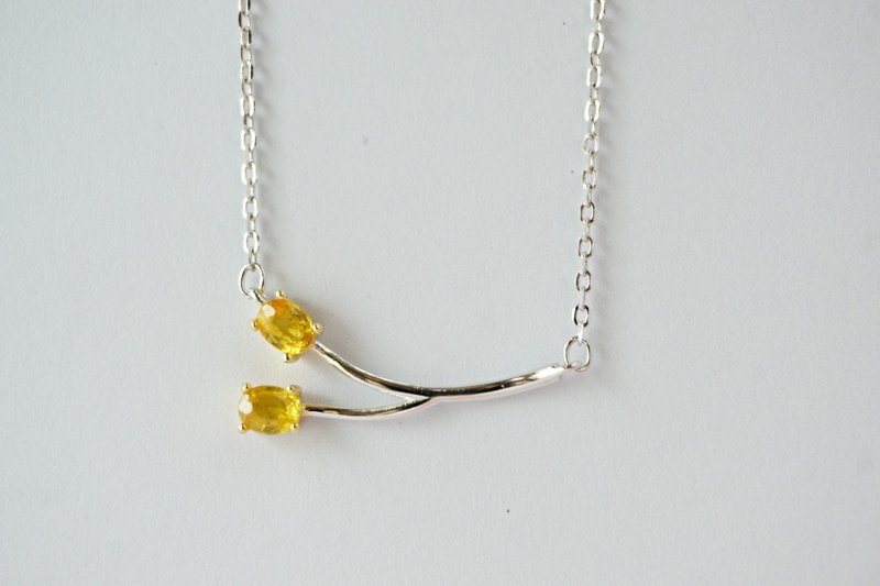 Natural Yellow Sapphire Necklace Silver925. - 項鍊 - 純銀 黃色