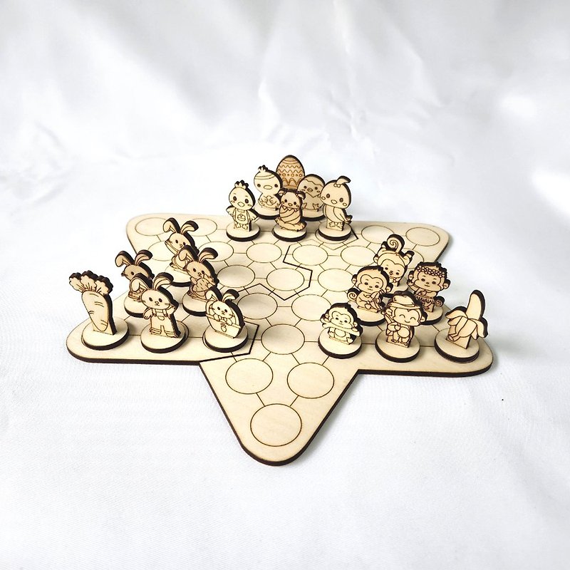 Animal checkers DIY gift board game wooden puzzle - งานไม้/ไม้ไผ่/ตัดกระดาษ - ไม้ สีนำ้ตาล