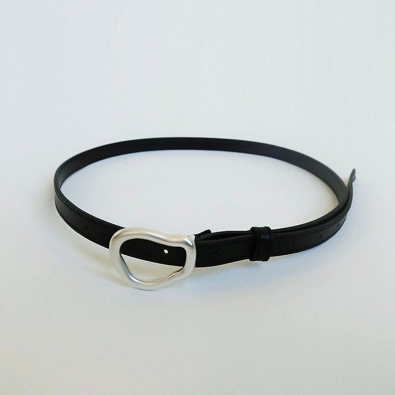 Shell Leather Belt/ Black - Belts - Genuine Leather Black