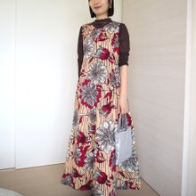 アフリカ布ハンドメイドアフリカンバティックロングワンピースツバメwaxprint アフリカ布ハンドメイドアフリカンバティックロングワンピースツバメ