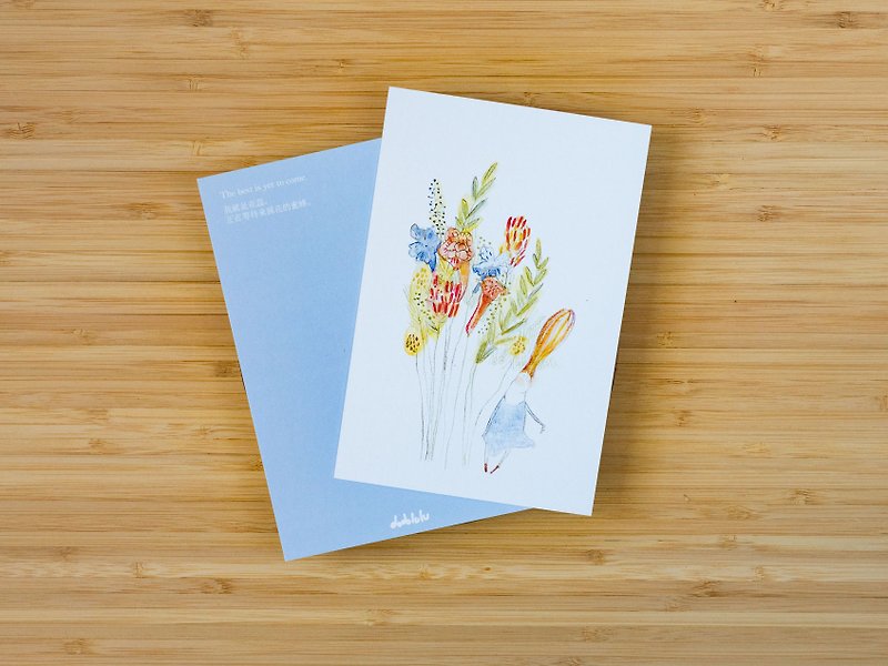 Postcard | Some flowers & a girl - Cards & Postcards - Paper White