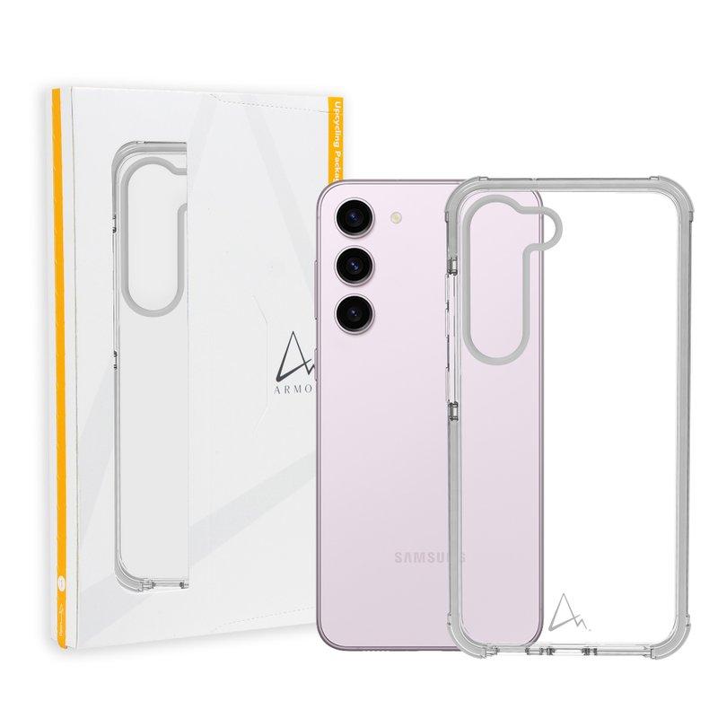 Samsung Galaxy S23+/S23 Classics TPU電話保護殼_水晶透明/灰帶 - 手機殼/手機套 - 其他材質 