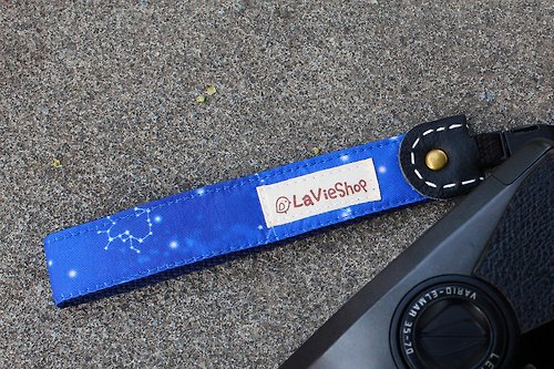 LaVieShop 拉米手作 點點星空(藍色) 25mm手工 相機背帶/手腕帶 小相機/底片機