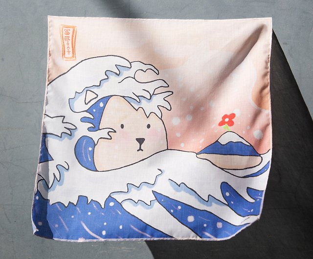 Ukiyoe Katsushika Hokusai WAVE WITH FUJI FUROSHIKI Wrapping Cloth Scarf Cotton 