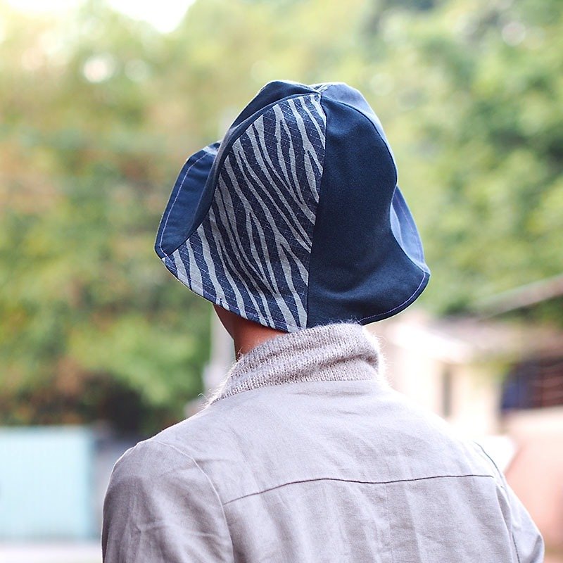 カーフカーフ村村の男性と女性の帽子キャップバイザー両面ハンドステッチ日本ヤマシマウマ} {ターマン中立野生のセクション[H-94] - 帽子 - その他の素材 ブルー