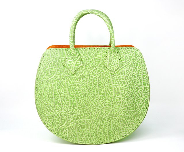 メロンのハンドバッグ 夕張メロン 牛革製 cantaloupe handbag