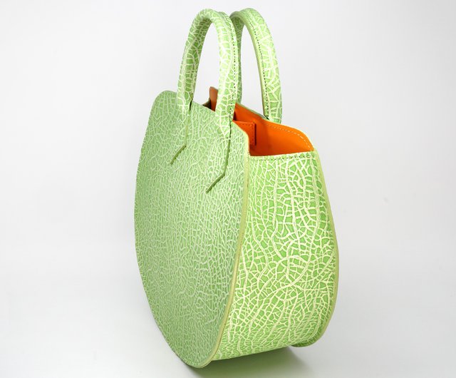 メロンのハンドバッグ 夕張メロン 牛革製 cantaloupe handbag