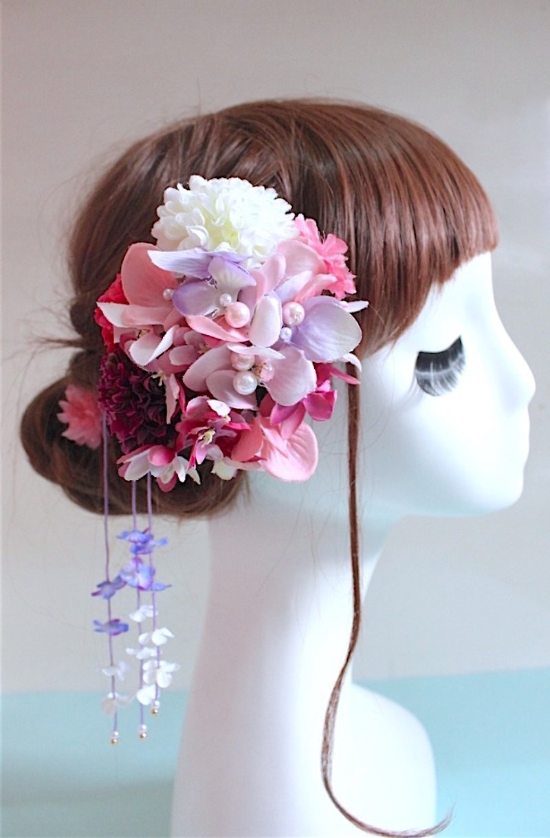手作りのビーズの日本の着物と浴衣の頭飾りのヘアピン-5ピースセット-桜の鑑賞（カスタマイズ、最初にお問い合わせください） - ヘアアクセサリー - 寄せ植え・花 多色