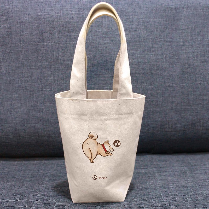 Shiba Inu-Ass (drink bag)-Taiwanese cotton and linen-Wenchuang Shiba Inu-Environmental Protection-Fly Planet - กระเป๋าถือ - ผ้าฝ้าย/ผ้าลินิน ขาว