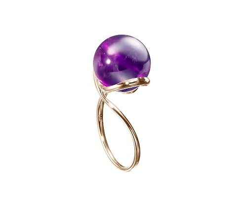 Majade Jewelry Design 紫水晶戒指 14k脈輪極簡黃金戒指 守護石女戒 二月誕生石黃金戒指