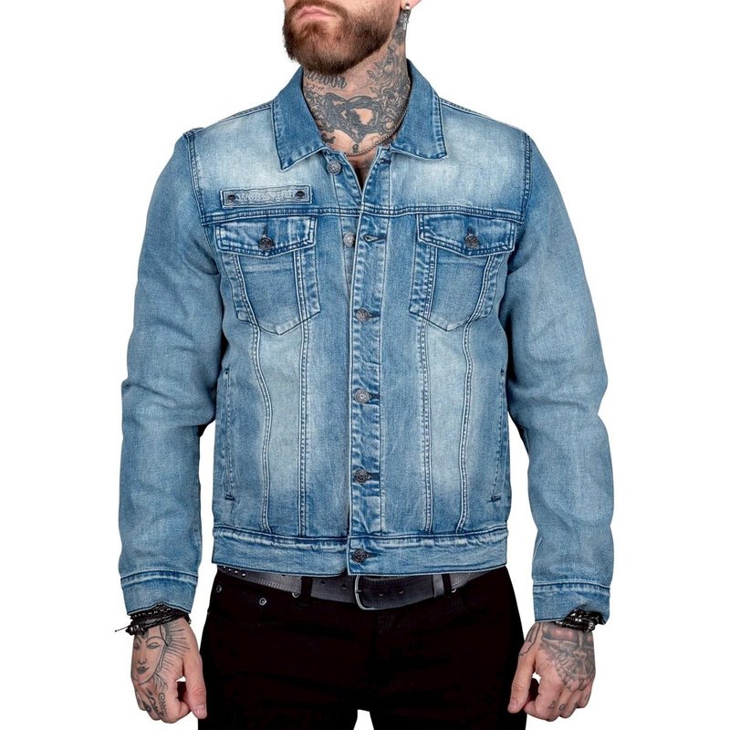 Idolmaker ライトウォッシュデニムジャケット - シャツ メンズ - コットン・麻 ブルー