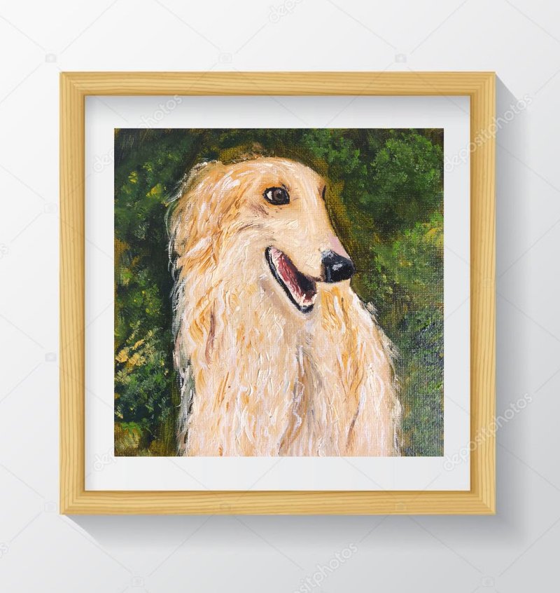 猎犬原始油画微型6x6的狗图像的肖像 - 壁貼/牆壁裝飾 - 其他材質 紅色