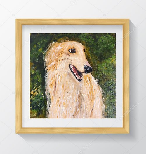 TatyanaZarArt 猎犬原始油画微型6x6的狗图像的肖像
