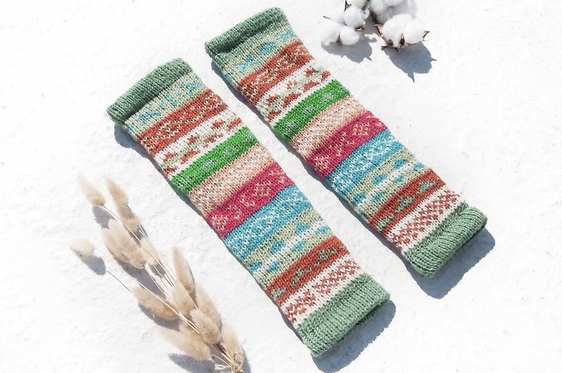 Hand-knitted pure wool knit socks/woven wool socks/inner brushed socks/warm socks-Nordic color - Socks - Wool Multicolor