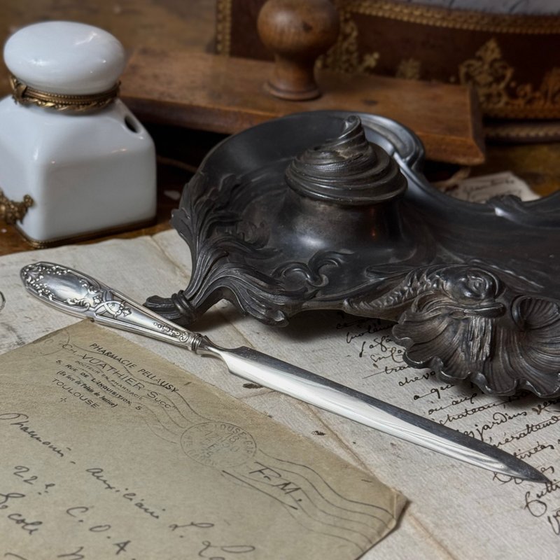 *50934-絕美法國古董800純銀拆信刀 - 剪刀/拆信刀 - 純銀 