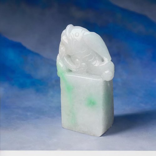 瓔珞珠寶盒 E.L.Jewelry Box 【招財神獸】飄陽綠翡翠鯉魚印章 | 天然緬甸玉翡翠A貨|送禮