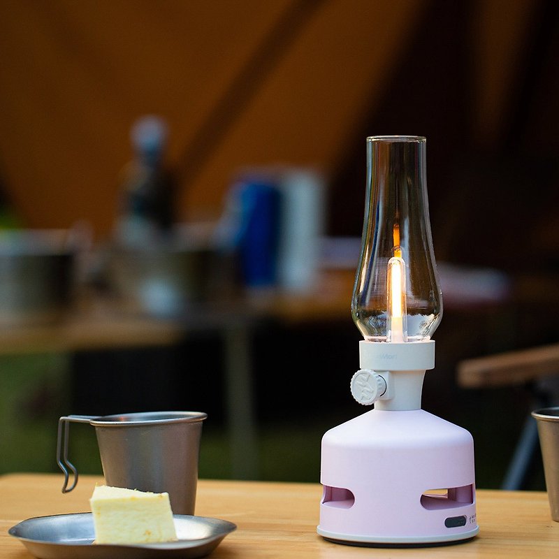MoriMori LED Kerosene Lamp Bluetooth Speaker PETAL SEASON Cherry Blossom Powder - โคมไฟ - เรซิน สึชมพู