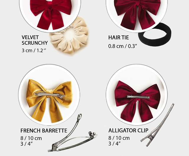 Marigold Velvet Hair Bow Barrette, Delicate Hair Bow, Gift for Her