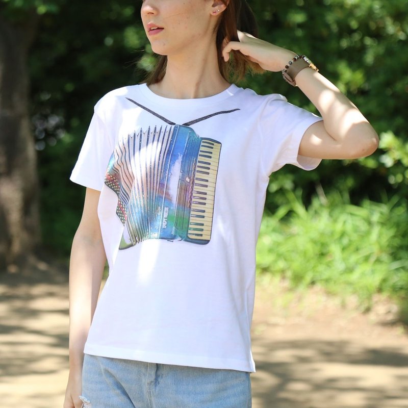 printed rainbow-accordion t-shirt - white - womens / mens
