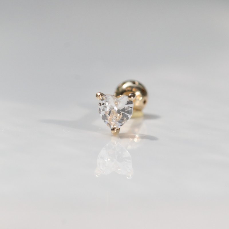 14K love diamond bead earrings (single) ear bone and ear socket will not fade - Earrings & Clip-ons - Precious Metals Gold